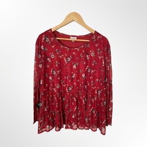 Love, Fire Women's Plus Size Long Sleeve Mesh Babydoll Boho Blouse NWT Size 0X